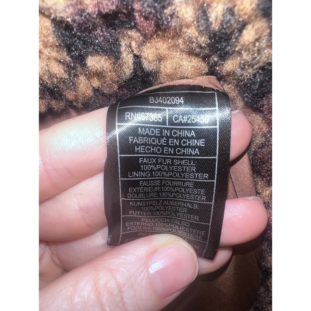 BB Dakota Leopard Print Faux Fur Cozy Zip Up Jacket XS - Picture 6 of 7